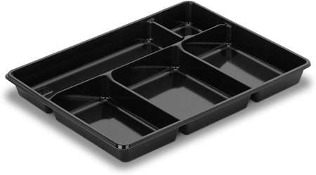 Image de PLATEAU REPAS 5 COMPART. SANS COUV. 29X22X30 (x50)PR290N/B