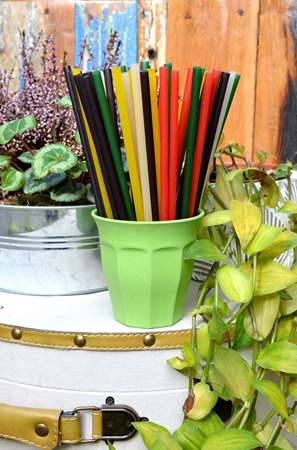 Image de PAILLES ECO RICE PONSABLE VERT PACK DE 100