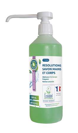Image de RESOLUTIONS SAVON MAIN ET CORPS AMANDE 500 ML ECOLABEL