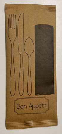 Image de POCHETTE KRAFT COUVERT AVEC SDT 38x38 BLC - COLIS DE 500